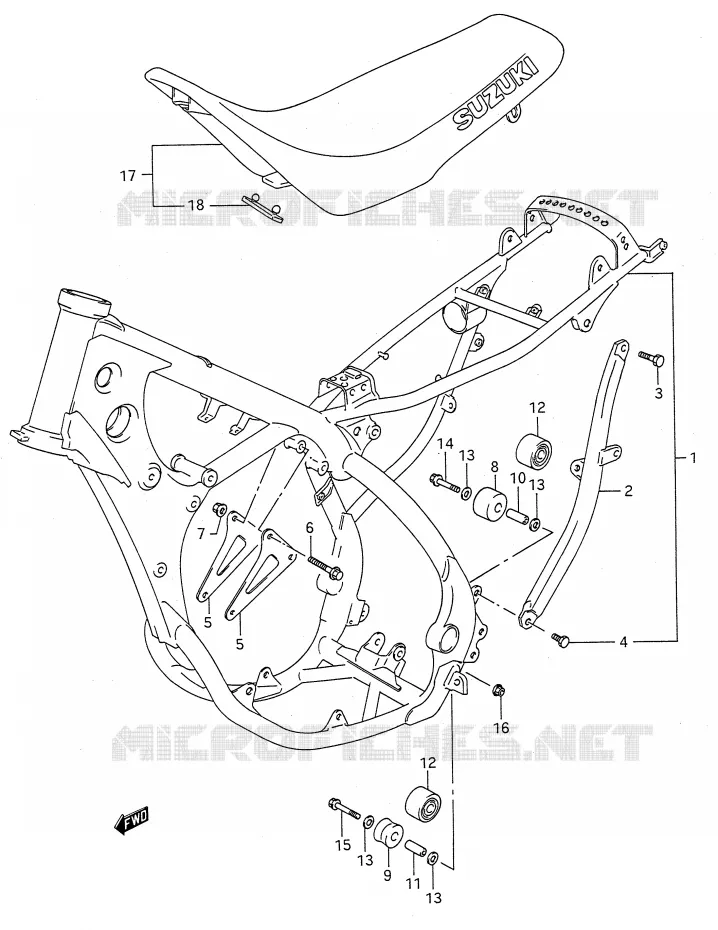 CADRE - SELLE Suzuki MOTO 125 RM 1990  RM125L(E28)
