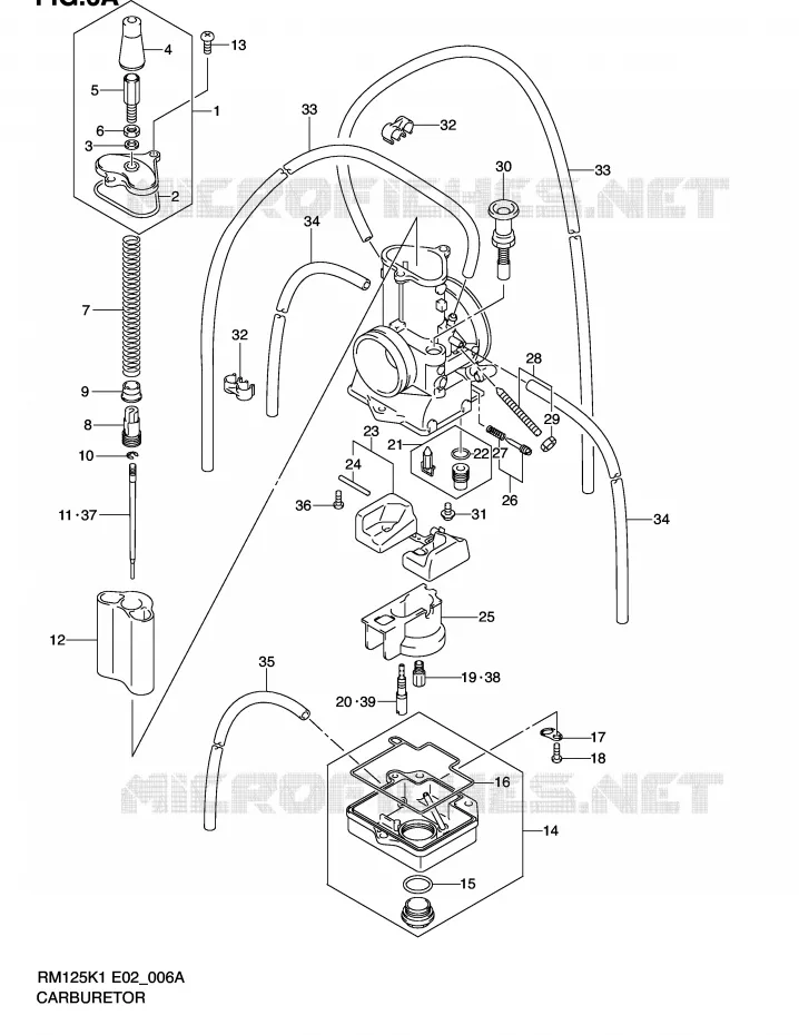 CARBURATEUR (MODELE K2) Suzuki MOTO 125 RM 2002  RM125 K2 (E02,E04,E24)