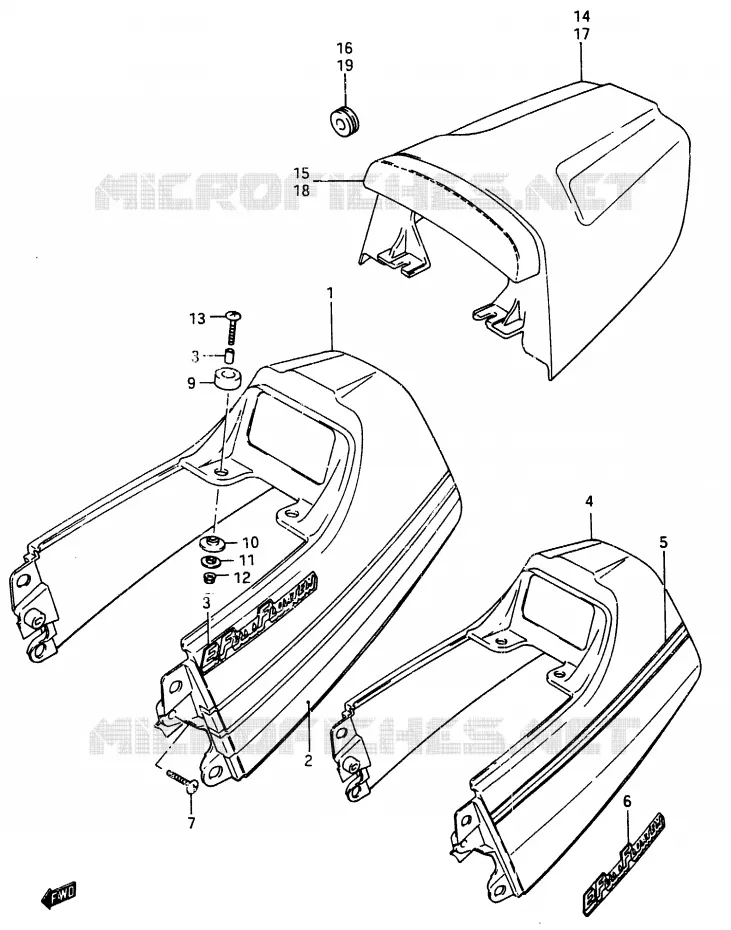 CARENAGE ARRIERE - CAPOT DE SELLE (MODELE G, RG250H/FH) Suzuki MOTO 250 RG 1987  RG250H(G/H)