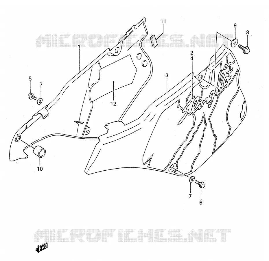 CARENAGES ARRIERE  (MODELE N) Suzuki MOTO 250 RM 1989  RM250K(E28)