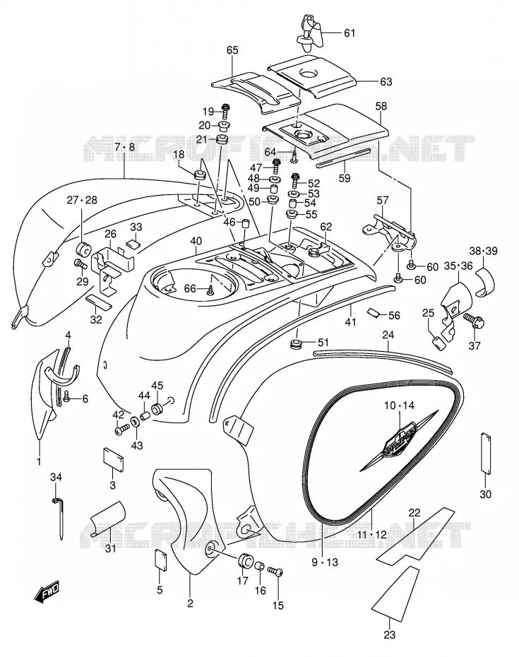 CARENAGES ARRIERE (MODELE K5) Suzuki MOTO 1500 INTRUDER 2007  VL1500K7(E2)