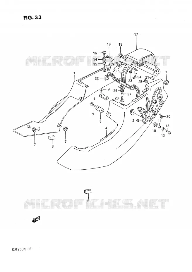 CARENAGES ARRIERE Suzuki MOTO 125 RG 1992  RG125UN(E2)