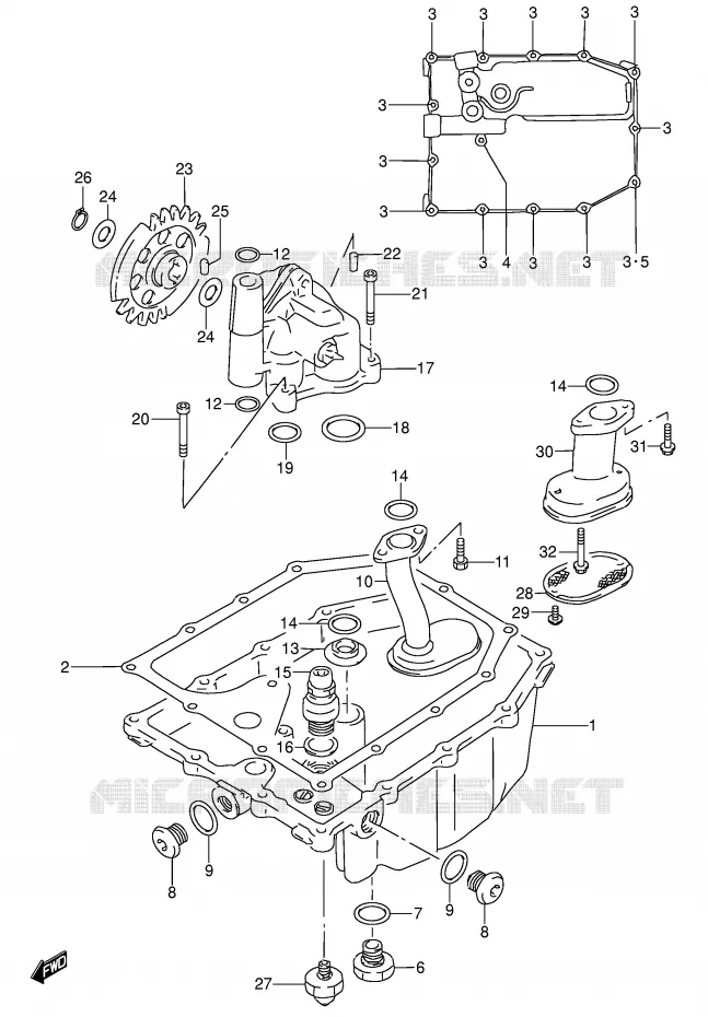 CARTER INFERIEUR - POMPE A HUILE Suzuki MOTO 600 RF 1994  RF600RUR(E2)