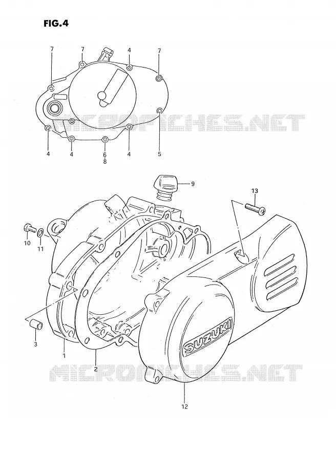 CARTER (MODELE D/H/L/M/R) Suzuki MOTO 50 PV 1983  PV50D(E15)