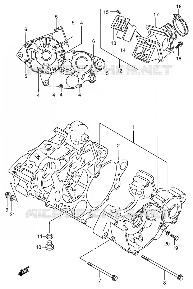 CARTER (MODELE T/V) Suzuki MOTO 125 RM 2000  RM125Y(E2)