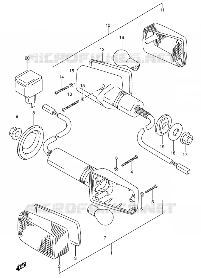 CLIGNOTANTS (MODELE T/V) Suzuki MOTO 600 RF 1995  RF600RUS(E2)