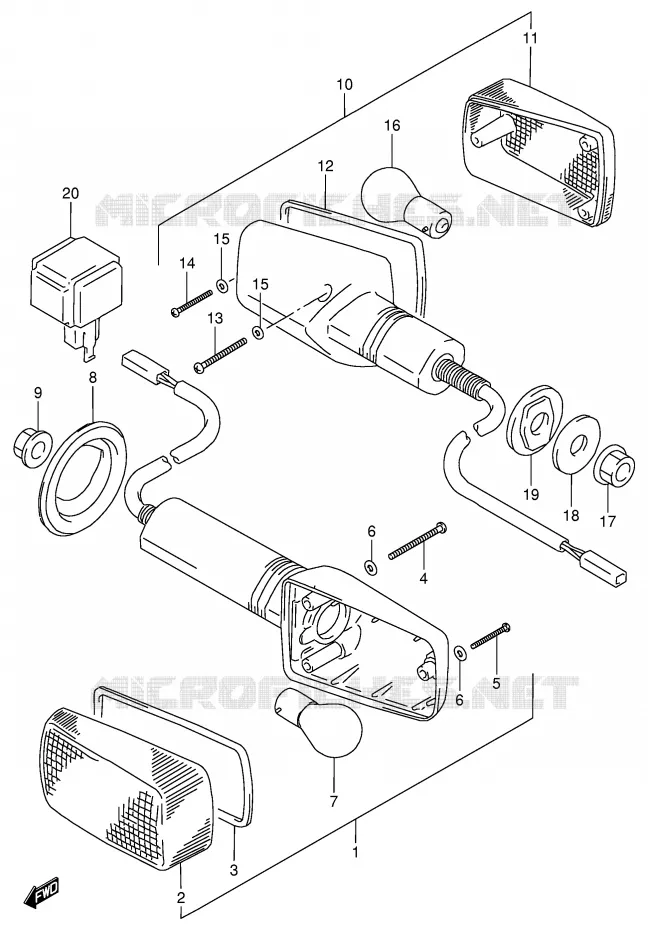 CLIGNOTANTS (MODELE T/V/W) Suzuki MOTO 900 RF 1994  RF900RR(E2)
