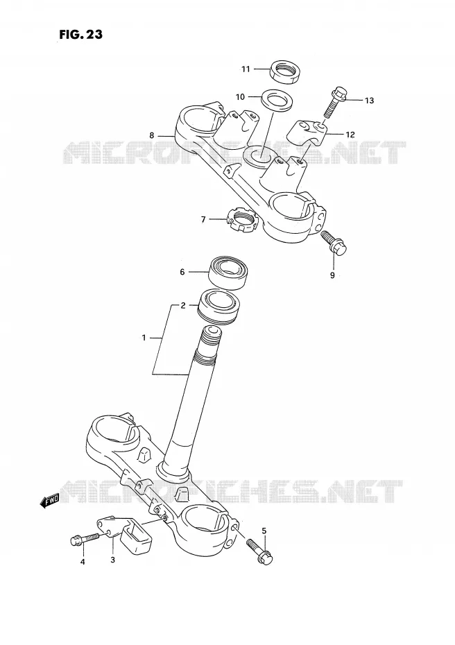 COLONNE DE DIRECTION (MODELE N) Suzuki MOTO 125 RM 1992  RM125N(E3)