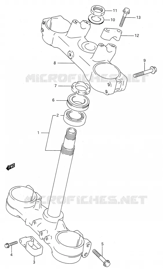 COLONNE DE DIRECTION Suzuki MOTO 250 RM 1995  RM250S(E28)