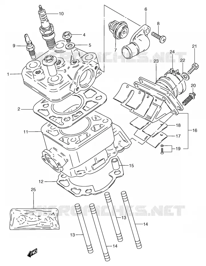 CYLINDRE (E22) Suzuki MOTO 80 RG 1988  RG80J(E4)