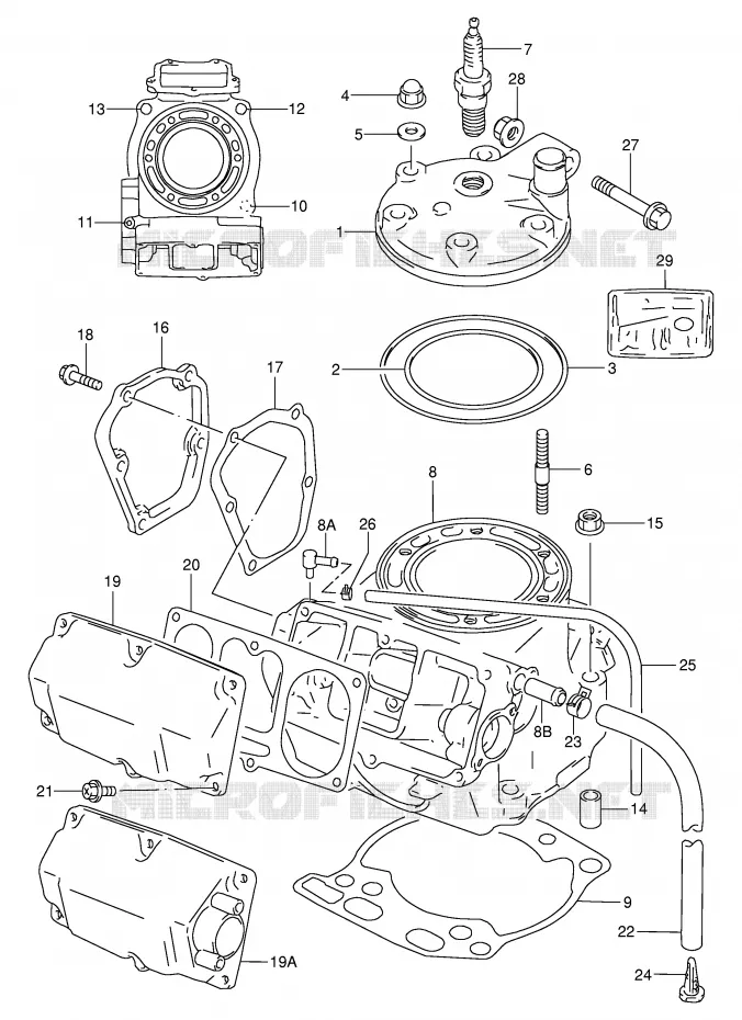 CYLINDRE (MODELE T/V/W) Suzuki MOTO 250 RM 2000  RM250Y(E3/E28)