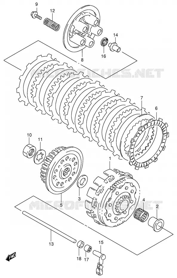 EMBRAYAGE (MODELE W/X/Y) Suzuki MOTO 125 RM 2000  RM125Y(E2)
