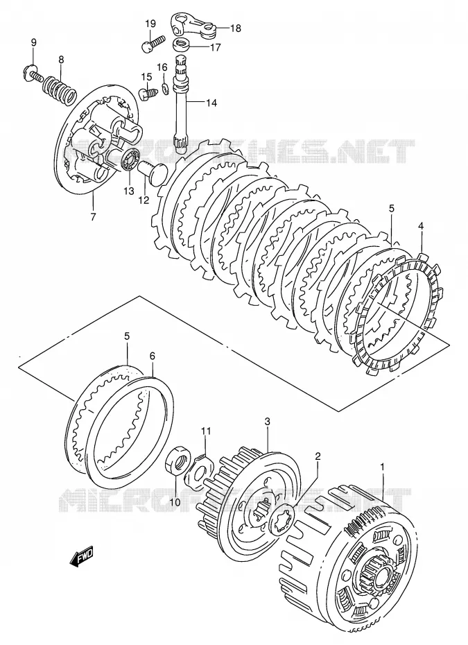 EMBRAYAGE Suzuki MOTO 125 RG 1999  RG125FX(E6)