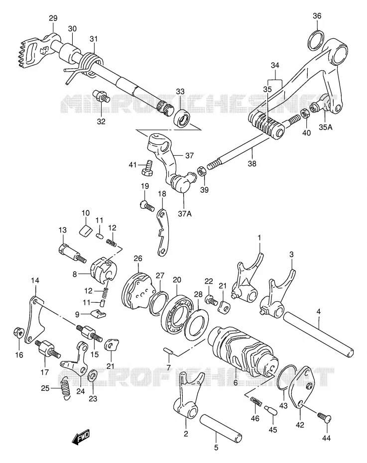 ENSEMBLE DE SELECTION DE VITESSES Suzuki MOTO 125 RG 1992  RG125FN(E18)