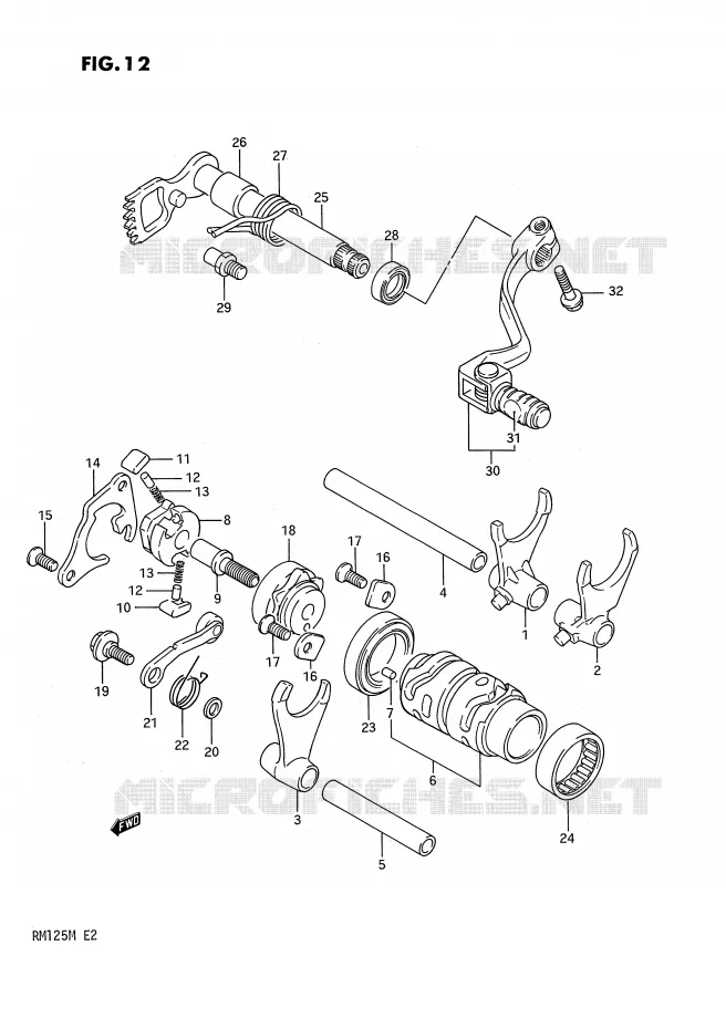ENSEMBLE DE SELECTION DE VITESSES Suzuki MOTO 125 RM 1989  RM125K(E2)
