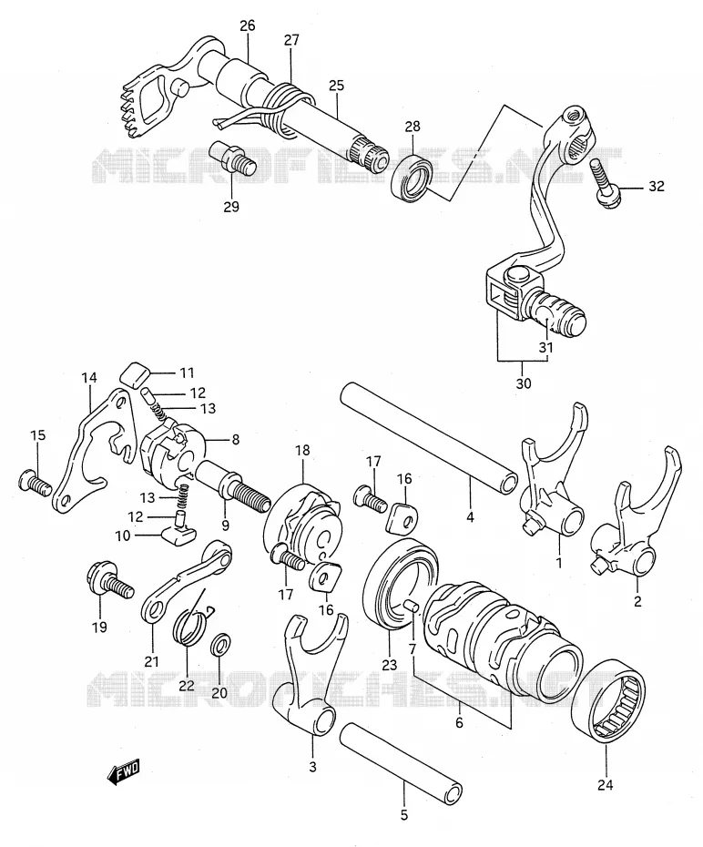 ENSEMBLE DE SELECTION DE VITESSES Suzuki MOTO 125 RM 1990  RM125L(E28)