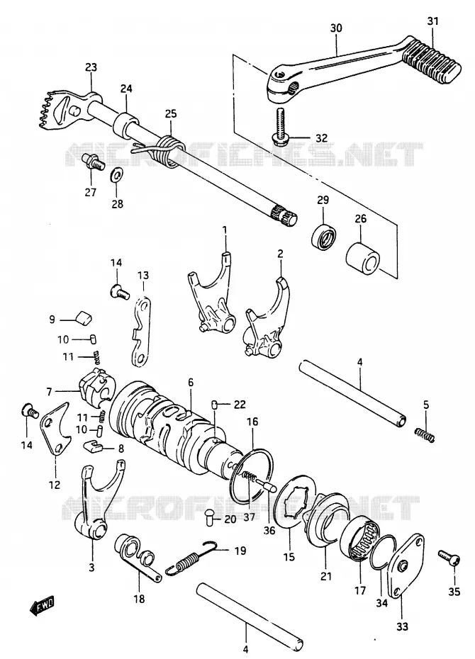 ENSEMBLE DE SELECTION DE VITESSES Suzuki MOTO 250 RG 1987  RG250FH(G/H)