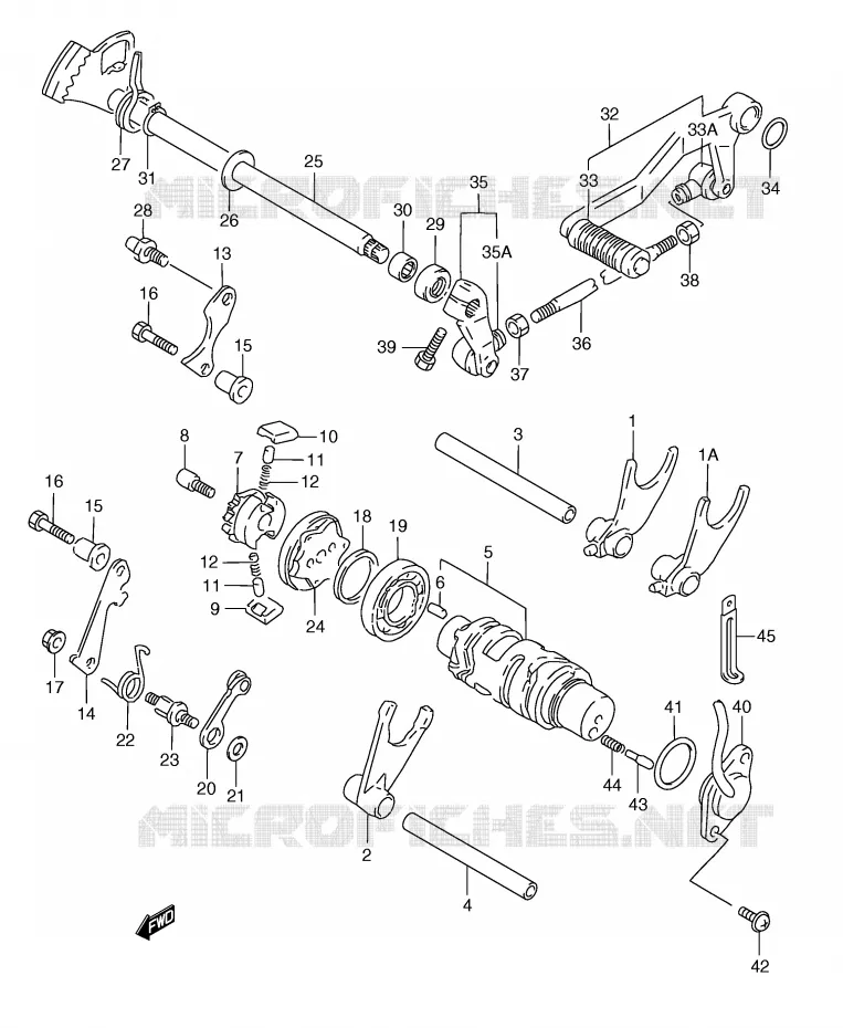 ENSEMBLE DE SELECTION DE VITESSES Suzuki MOTO 250 RG 1994  RGV250R(E24)