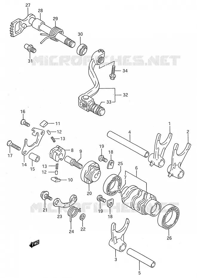 ENSEMBLE DE SELECTION DE VITESSES Suzuki MOTO 250 RM 1993  RM250P(E28)