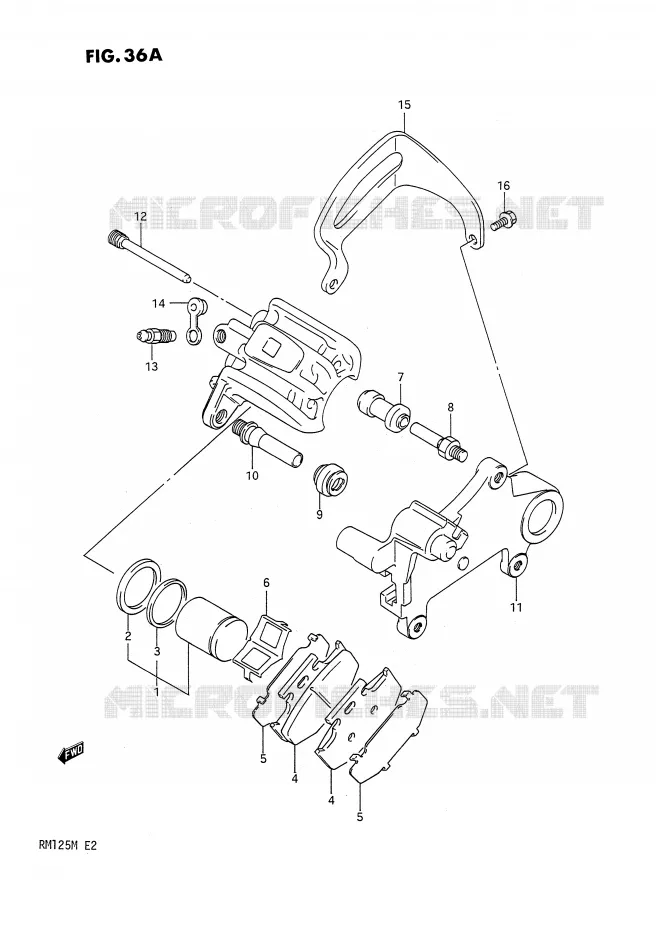 ETRIER DE FREIN ARRIERE (MODELE L) Suzuki MOTO 125 RM 1991  RM125M(E2)