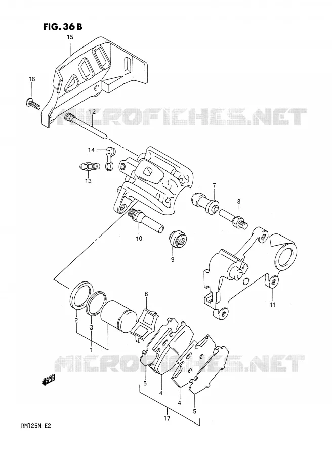 ETRIER DE FREIN ARRIERE (MODELE M) Suzuki MOTO 125 RM 1991  RM125M(E2)