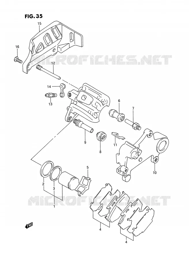 ETRIER DE FREIN ARRIERE (MODELE N) Suzuki MOTO 125 RM 1993  RM125P(E2)