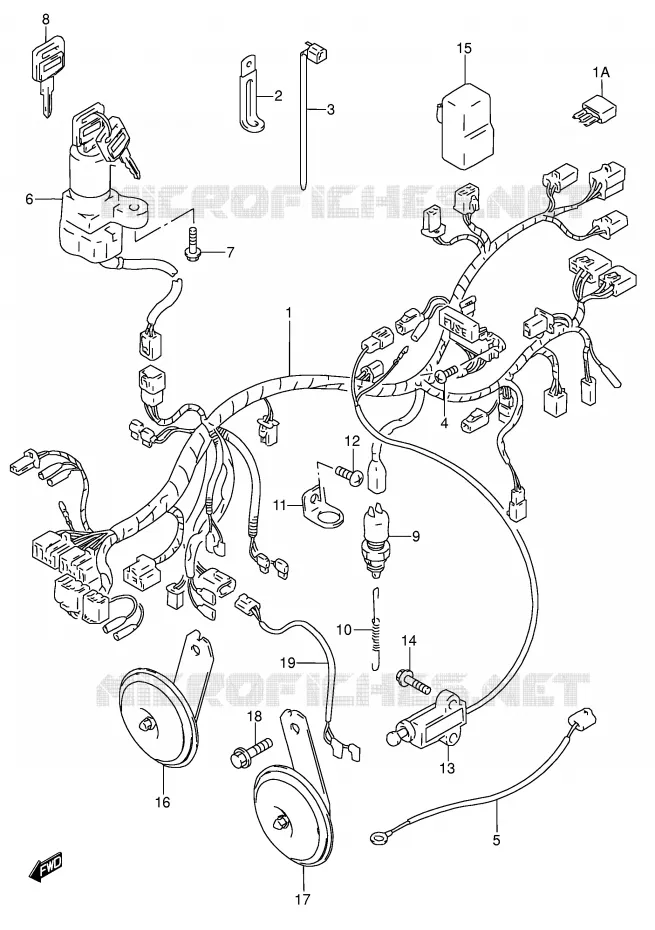 FAISCEAU ELECTRIQUE (MODELE P/R) Suzuki MOTO 600 RF 1993  RF600RUP(E2)