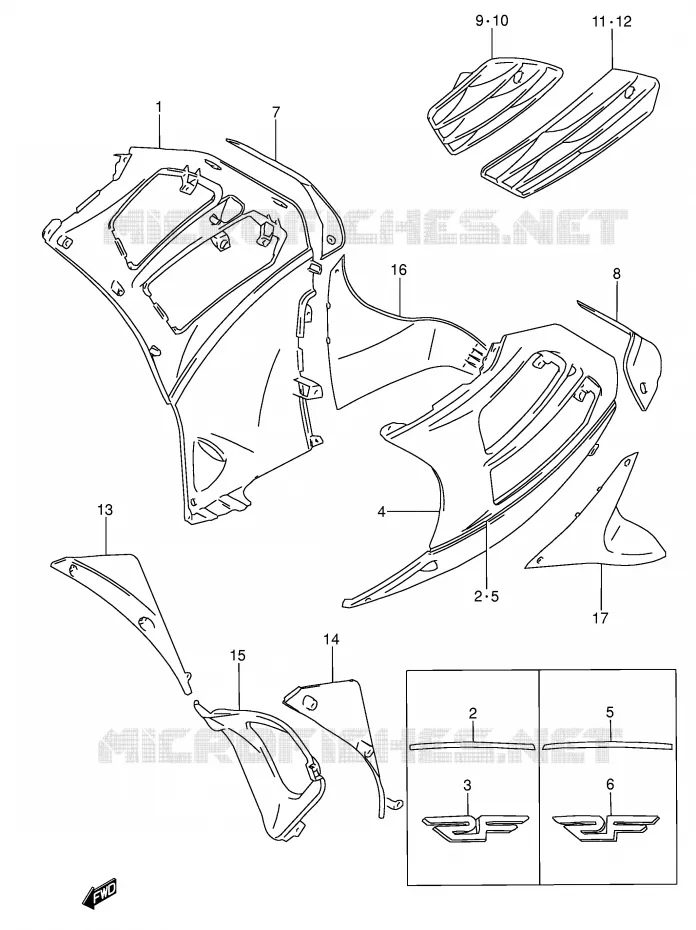 FLANCS DE CARENAGES (MODELE S) Suzuki MOTO 600 RF 1996  RF600RT(E2)