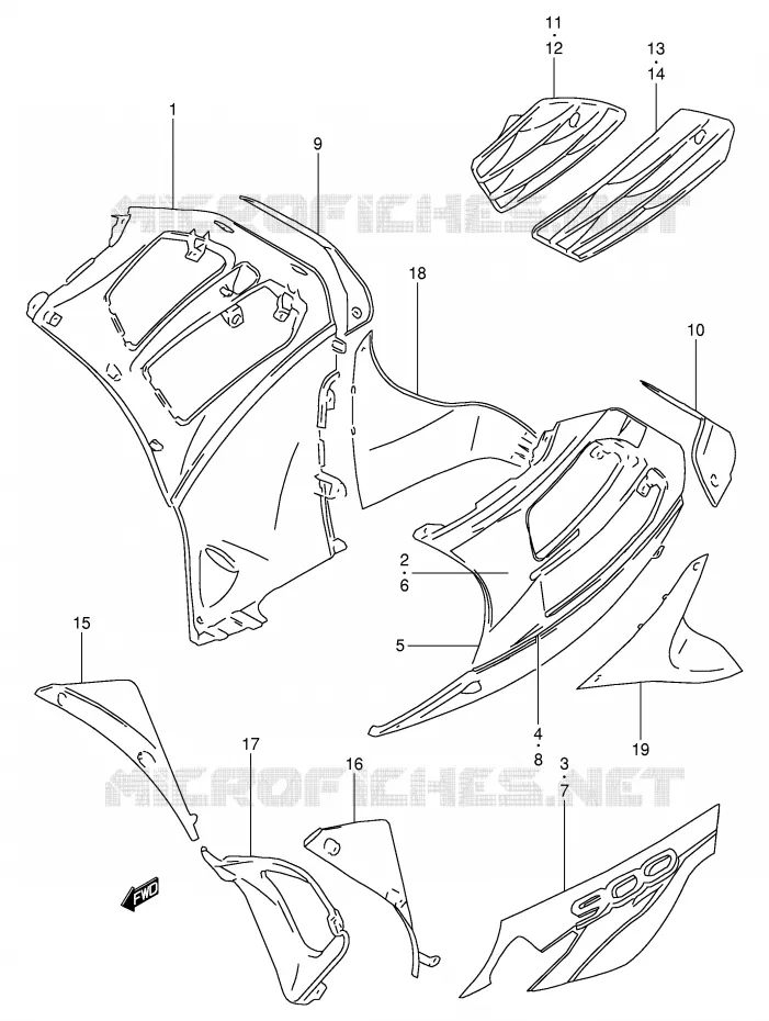 FLANCS DE CARENAGES (MODELE W) Suzuki MOTO 900 RF 1995  RF900RS(E2)