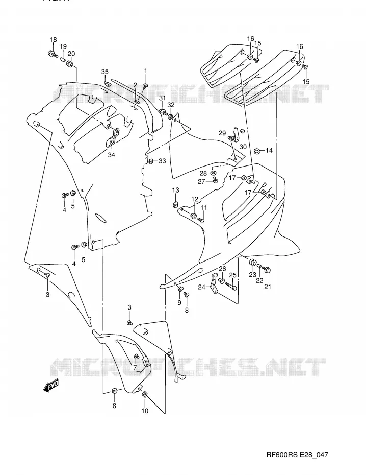 FLANCS DE CARENAGES Suzuki MOTO 600 RF 1994  RF600RR(E28)