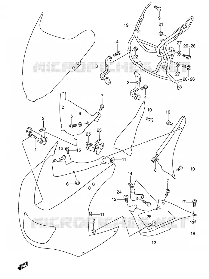 FLANCS DE CARENAGES Suzuki MOTO 600 RF 1997  RF600RUV(E2)