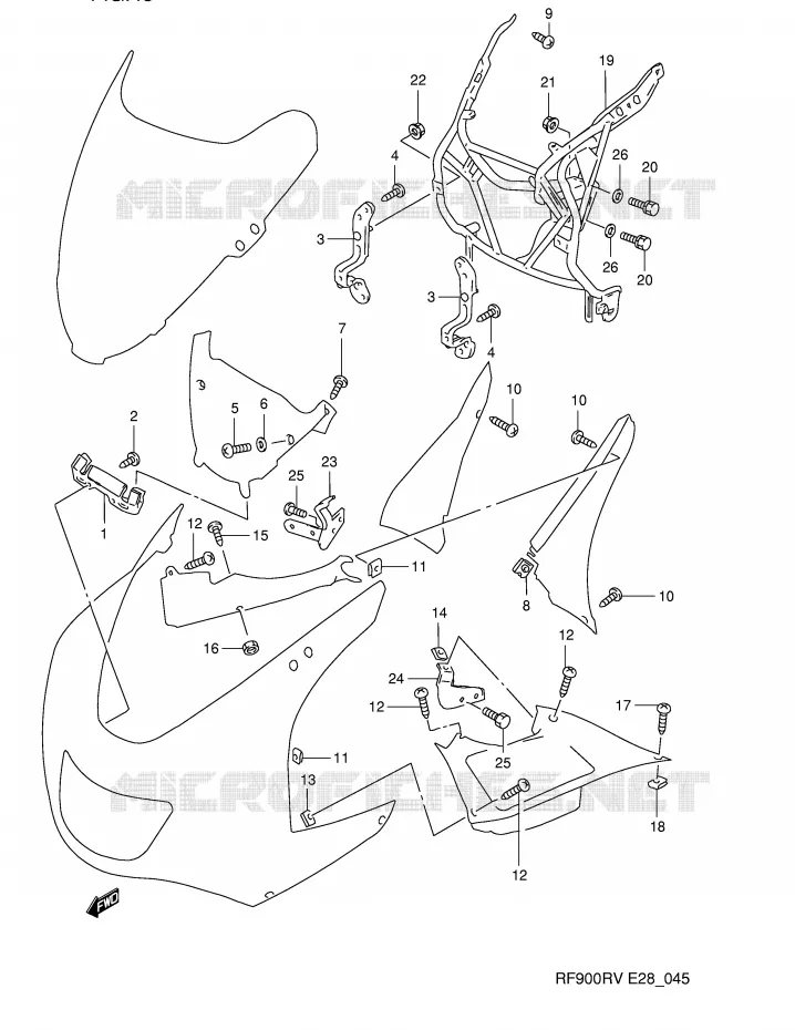 FLANCS DE CARENAGES Suzuki MOTO 900 RF 1995  RF900RZS(E28)