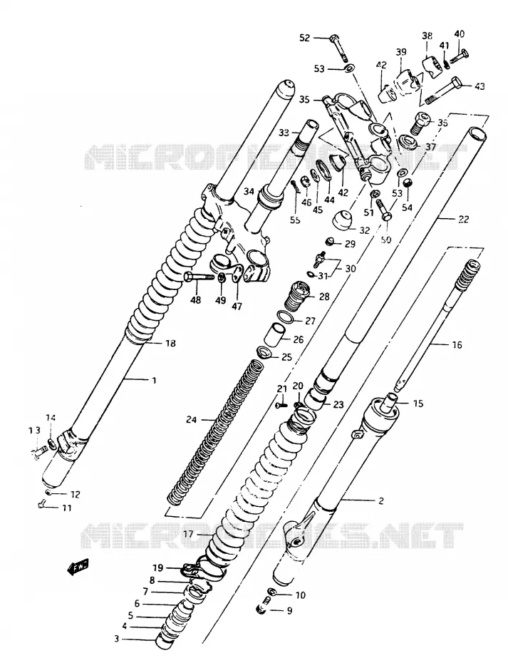 FOURCHE AVANT MODELE Z Suzuki MOTO 250 RM 1982  RM250Z(Z/D)