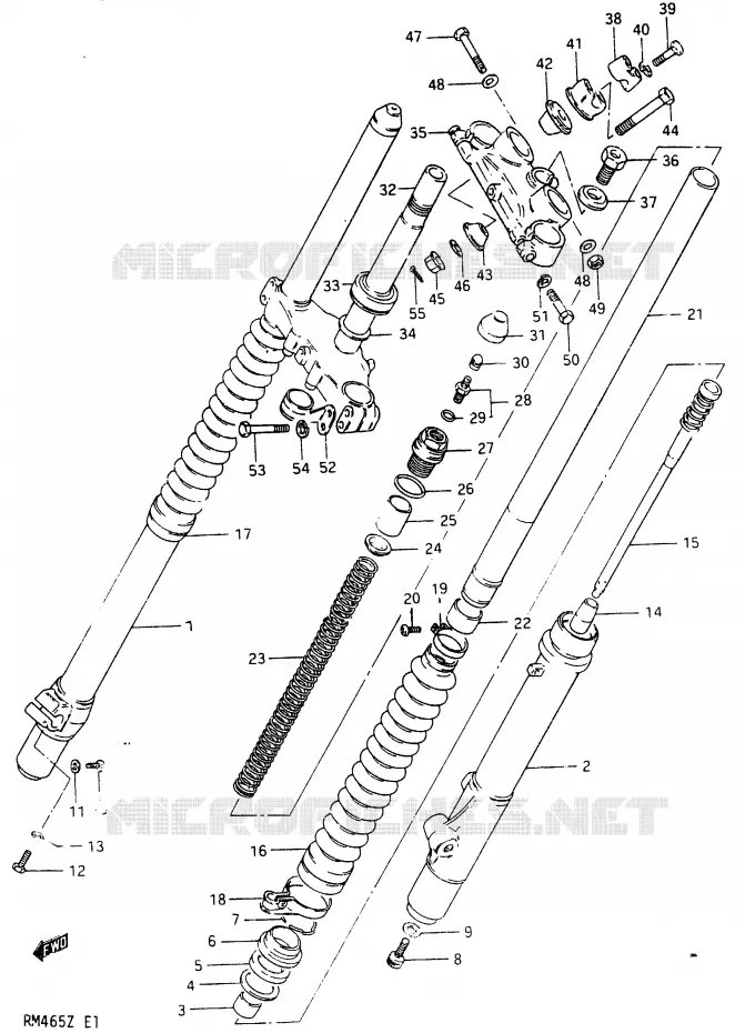 FOURCHE AVANT (MODELE Z) Suzuki MOTO 465 RM 1982  RM465Z(X/Z)