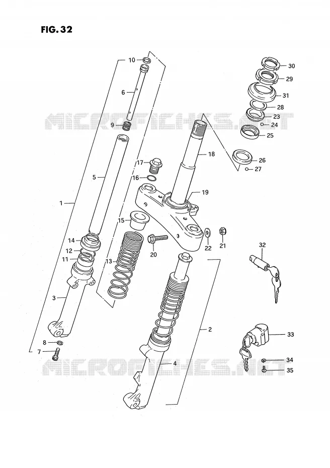 FOURCHE AVANT Suzuki MOTO 50 PV 1999  PV50X(E15)