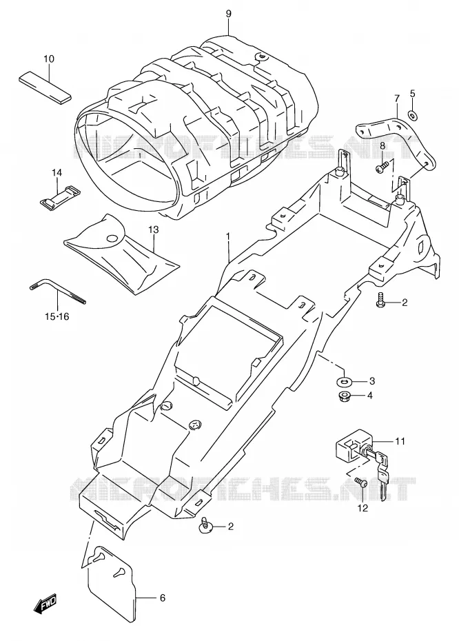 GARDE BOUE ARRIERE Suzuki MOTO 250 RG 1997  RGV250V(E1)
