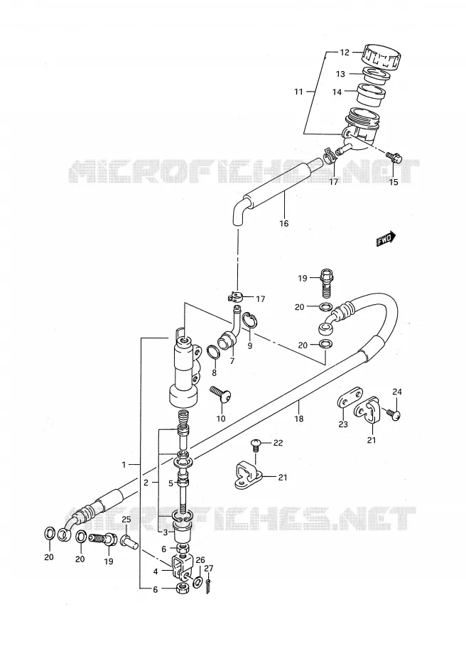 MAITRE CYLINDRE ARRIERE (MODELE N) Suzuki MOTO 125 RM 1994  RM125R(E28)