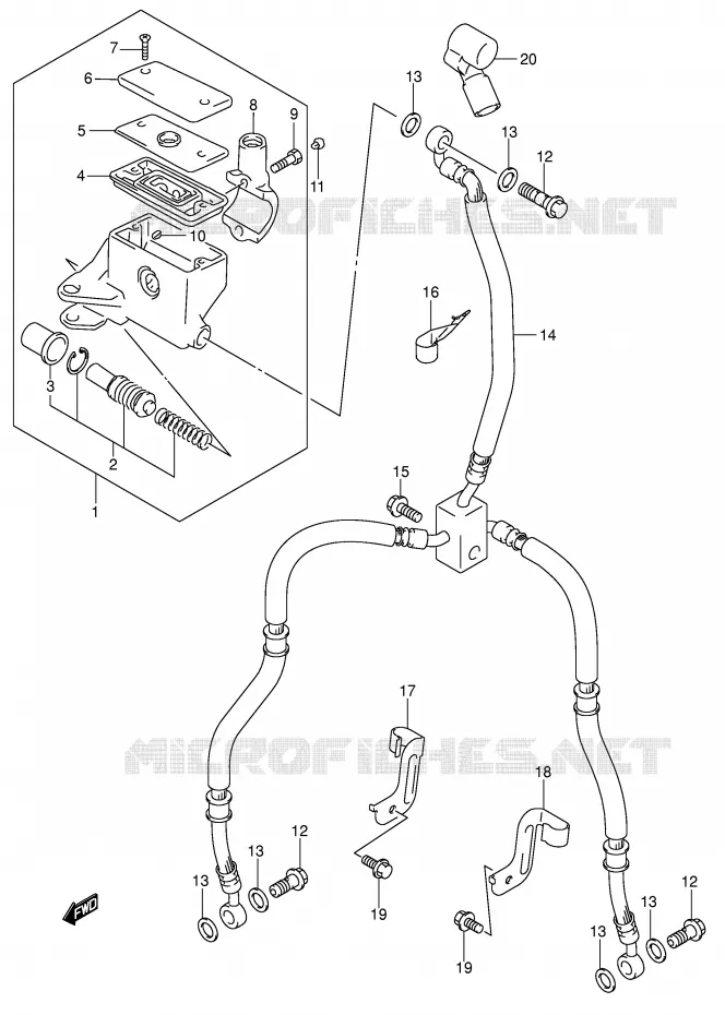 MAITRE CYLINDRE AVANT (MODELE K5/K6) Suzuki MOTO 1500 INTRUDER 2005  VL1500K5(E2)