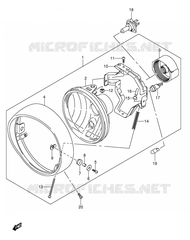 PHARE (E2,E19,P37) Suzuki MOTO 1500 INTRUDER 2007  VL1500K7(E2)