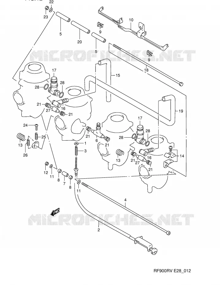 PIECES EXTERNES CARBURATEUR Suzuki MOTO 900 RF 1995  RF900RZS(E28)