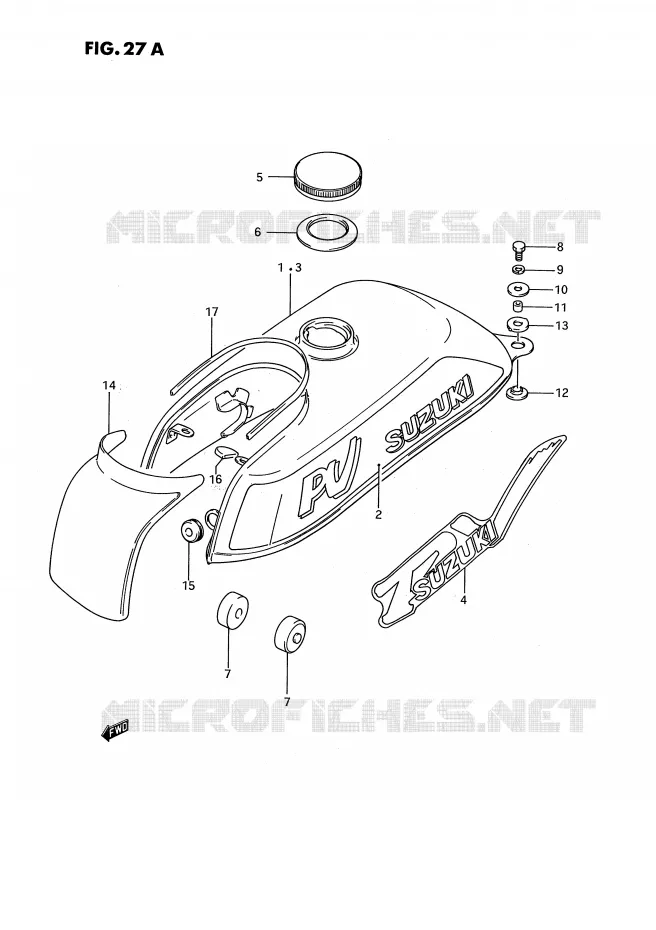 RESERVOIR D'ESSENCE (MODELE L/M/R) Suzuki MOTO 50 PV 1991  PV50M(E15)