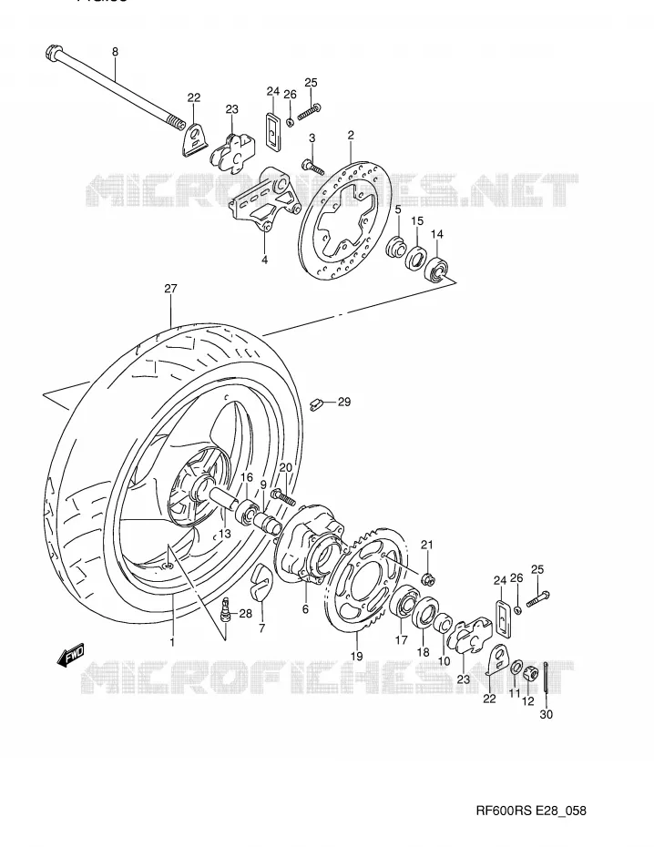 ROUE ARRIERE Suzuki MOTO 600 RF 1995  RF600RS(E28)