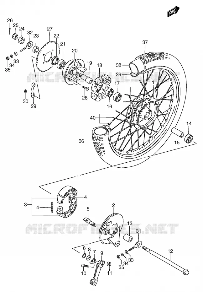 ROUE ARRIERE Suzuki SCOOTER 50 Autres-modeles 1996  RC50T(E1)