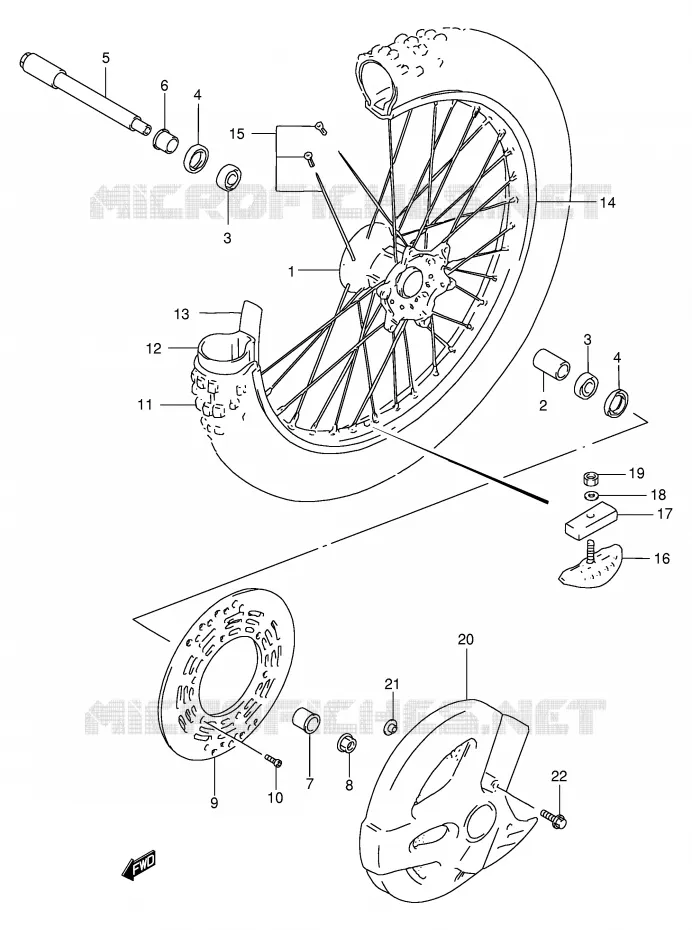 ROUE AVANT (MODELE T) Suzuki MOTO 250 RM 1998  RM250W(E3/E28)