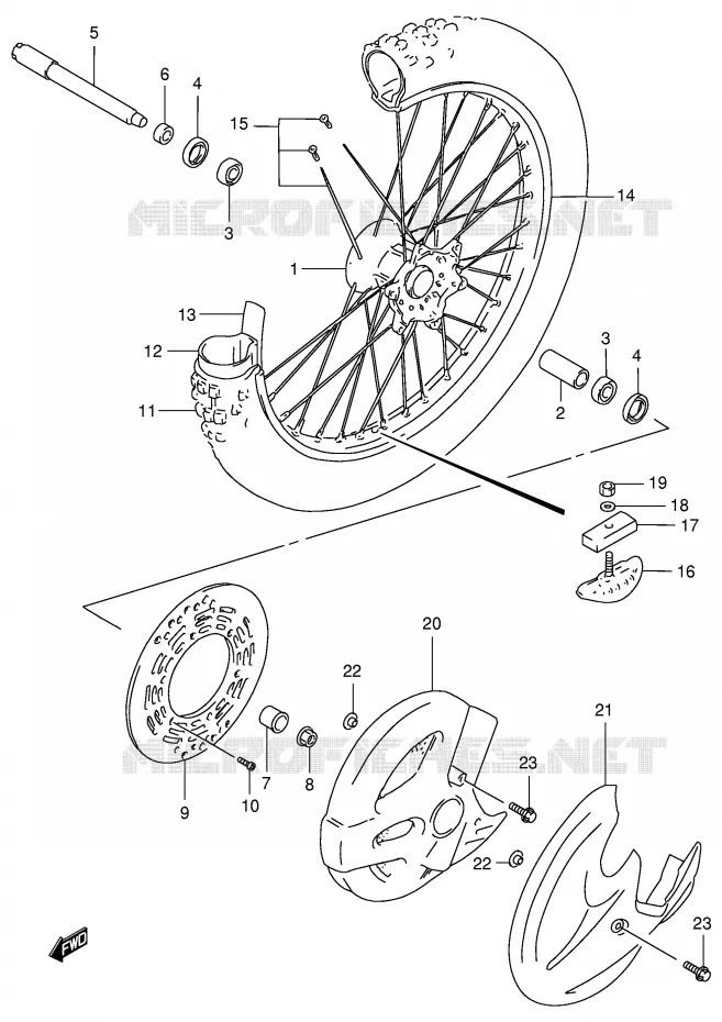 ROUE AVANT (MODELE V/W/X/Y) Suzuki MOTO 125 RM 2000  RM125Y(E2)