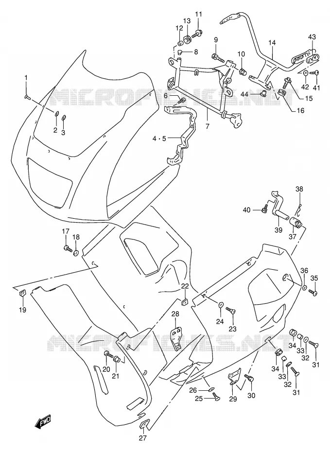 SUPPORTS / FIXATIONS CARENAGES Suzuki MOTO 125 RG 1992  RG125FUN(E18)