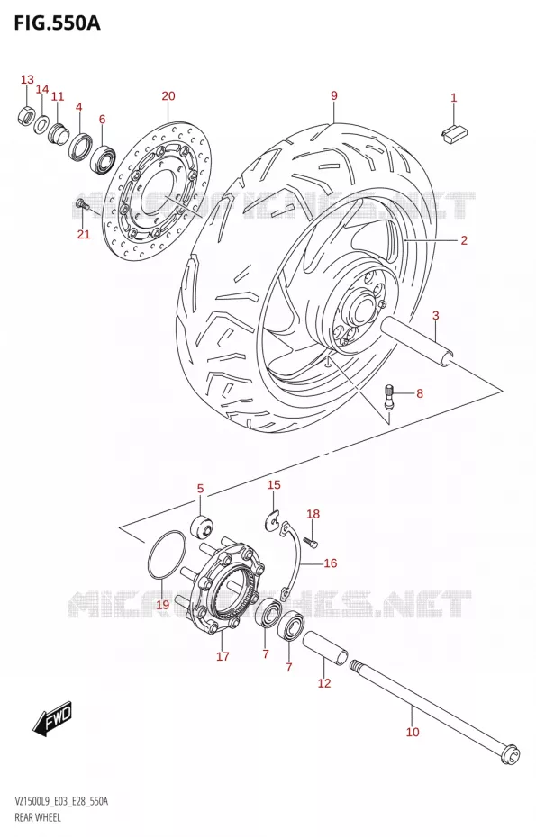 ROUE ARRIERE Suzuki MOTO 1500 BOULEVARD 2019  VZ1500 L9