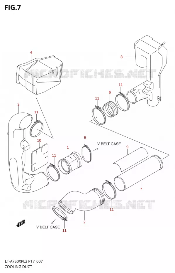 CONDUIT D'ADMISSION CARTER COURROIE Suzuki QUAD 750 KINGQUAD 2012  LT-A750XP L2/LT-A750XPZ L2 (P17,P24)