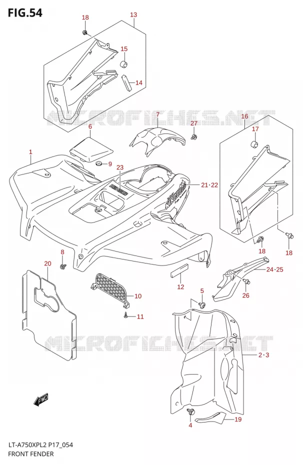 GARDE BOUE AVANT50XPL2 P17) Suzuki QUAD 750 KINGQUAD 2012  LT-A750XP L2/LT-A750XPZ L2 (P17,P24)