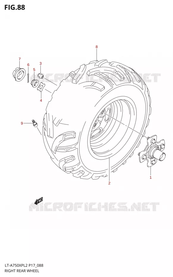 ROUE ARRIERE DROITEA750XPL2 P24) Suzuki QUAD 750 KINGQUAD 2012  LT-A750XP L2/LT-A750XPZ L2 (P17,P24)